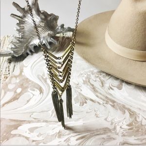 VINTAGE Brass Tassel Style Chain Necklace